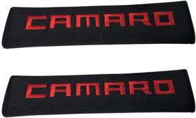 img 1 attached to 🚗 Tangpot 2pcs Car Accessories: Red Camaro Logo Seat Belt Covers for Camaro Enthusiasts