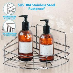 img 2 attached to 🛀 Convenient & Durable Nieifi Corner Shower Caddy Shelf with Hooks - Stainless Steel Bathroom Organizer (2 Pack, Silver)