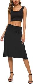 img 3 attached to 🩴 EXCHIC Women's Stretchy Flared Yoga Skirt with Ruched Waistband
