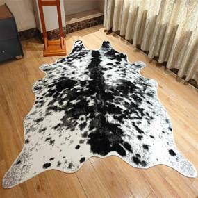 img 4 attached to JACCAWS Faux Cowhide Rug: Large Black and White/Gray Cow Print 🐄 Rug with Non-Slip Backing - Cute Animal Print Rug (5.4ft x 6.6ft)