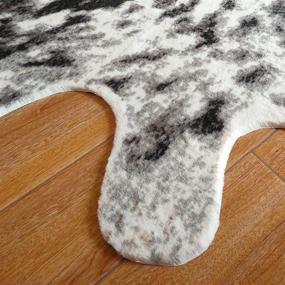 img 3 attached to JACCAWS Faux Cowhide Rug: Large Black and White/Gray Cow Print 🐄 Rug with Non-Slip Backing - Cute Animal Print Rug (5.4ft x 6.6ft)