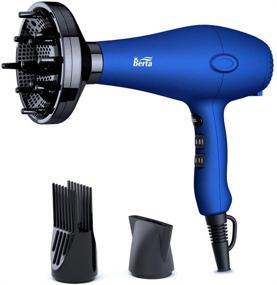 img 4 attached to 💇 1875w Professional Ionic Hair Dryer with Concentrator, Diffuser, and Comb - 2 Speeds, 3 Heat Settings, Powerful DC Motor, 2.65M Salon Cable - Black Blow Dryer