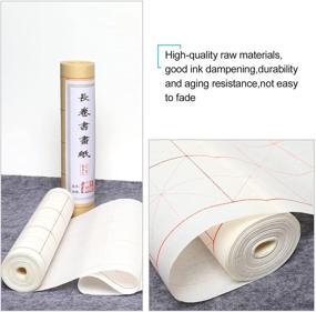 img 3 attached to 🖌️ MEGREZ Chinese Calligraphy Brush Writing Sumi Paper: Xuan Rice Paper Roll with Grids for Students and Beginners Practice - 7.5 cm/Grid, 13.7" x 1968.5"/Roll, White