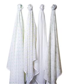 img 2 attached to SwaddleDesigns Cotton Muslin Swaddle Blankets Set - Goodnight Starshine - 46x46 Inch | 4-Pack