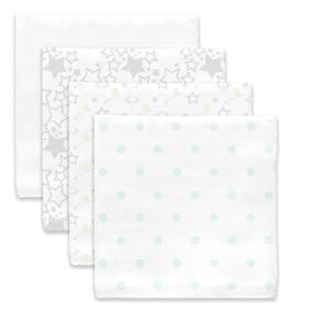 img 3 attached to SwaddleDesigns Cotton Muslin Swaddle Blankets Set - Goodnight Starshine - 46x46 Inch | 4-Pack