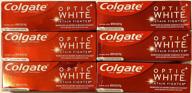 🦷 colgate optic white toothpaste - stain fighter - clean mint paste - 6 tubes - 4.2 oz (119 g) per tube logo