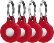 🔴 premium 4 pack red silicone protective case with keychain for apple airtags – anti-scratch skin cover for bluetooth tracker accessories logo