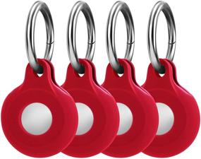 img 4 attached to 🔴 Premium 4 Pack Red Silicone Protective Case with Keychain for Apple AirTags – Anti-Scratch Skin Cover for Bluetooth Tracker Accessories