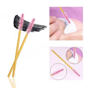 img 1 attached to 🌟 Convenient 300 Pack Mascara Wand Eyelash Brush-Disposable Eye Lash Applicator Makeup Tool Kit in Gold/Pink