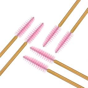 img 3 attached to 🌟 Convenient 300 Pack Mascara Wand Eyelash Brush-Disposable Eye Lash Applicator Makeup Tool Kit in Gold/Pink