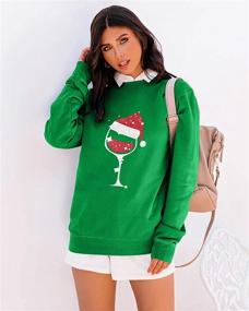 img 2 attached to 🎅 SUPEYA Women's Christmas Sweatshirt Red Wine Glass Festive Pullover Xmas Santa Hat Graphic Blouse Tshirt Tops