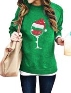 🎅 supeya women's christmas sweatshirt red wine glass festive pullover xmas santa hat graphic blouse tshirt tops logo