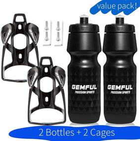 img 3 attached to 🚴 GEMFUL 24 oz Cycling Squeeze Sport Bottle 2 Pack with Bicycle Holder - Black Bike Water Bottles