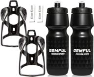 🚴 gemful 24 oz cycling squeeze sport bottle 2 pack with bicycle holder - black bike water bottles logo