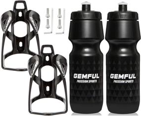 img 4 attached to 🚴 GEMFUL 24 oz Cycling Squeeze Sport Bottle 2 Pack with Bicycle Holder - Black Bike Water Bottles