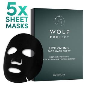 img 3 attached to WOLF PROJECT Hydrating Sheet Mask (5 Pack) - Men's Hydrating and Moisturizing Face Mask with Natural Serum, Bamboo Charcoal Sheets, Vitamin B3, and Hyaluronic Acid for Glowing Skin