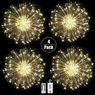 waterproof decorative hanging starburst lights - digcreat firework lights wire lights, 120 led diy 8 modes dimmable string fairy lights with remote control, ideal for christmas, home, patio - warm white (4 pack) logo