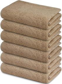 img 4 attached to 🛀 Set of 6 Beige Bath Towels - 100% Cotton, 22"x44", Ultra Soft & Ring Spun - Ideal for Bathroom, Gym, Spa, and Hotel