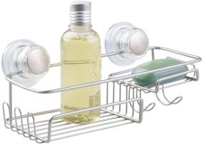 img 4 attached to 🚿 Silver Suction Shower Caddy Combo Basket for Shampoo, Conditioner, Soap by mDesign