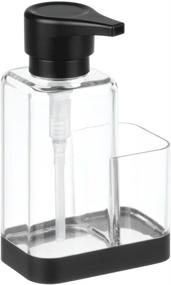 img 1 attached to 🧼 mDesign Plastic Kitchen Sink Countertop Soap Dispenser Pump Caddy with Sponge Storage Compartment - Clear/Matte Black