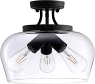 💡 modern industrial clear glass shade ceiling light fixture - co-z 3 bulb matte black semi flush mount ceiling lighting for kitchen island, dining table, bedroom, hallway, living room, entryway, foyer logo
