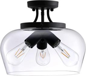 img 4 attached to 💡 Modern Industrial Clear Glass Shade Ceiling Light Fixture - CO-Z 3 Bulb Matte Black Semi Flush Mount Ceiling Lighting for Kitchen Island, Dining Table, Bedroom, Hallway, Living Room, Entryway, Foyer