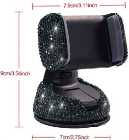 img 2 attached to 📲 Enhanced Bling Rhinestone Car Phone Holder: Adjustable Windshield & Dashboard Mount for Easy View GPS Screen, Compatible with iPhone 5-SE, XS-XR, S20 (Green)