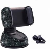 📲 enhanced bling rhinestone car phone holder: adjustable windshield & dashboard mount for easy view gps screen, compatible with iphone 5-se, xs-xr, s20 (green) logo