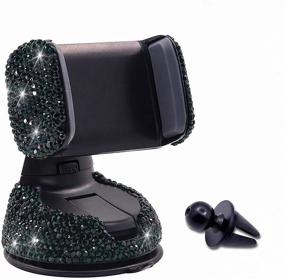 img 4 attached to 📲 Enhanced Bling Rhinestone Car Phone Holder: Adjustable Windshield & Dashboard Mount for Easy View GPS Screen, Compatible with iPhone 5-SE, XS-XR, S20 (Green)