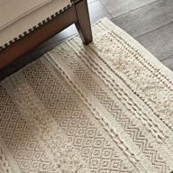 🔶 motini hand woven tufted cotton area rug 3' x 5' - gold metallic accent, beige cream flatweave diamond geometric rug for living room bedroom entryway logo