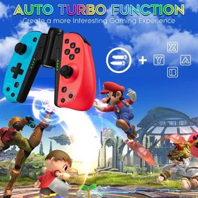 img 2 attached to 🎮 Compatible Neon Joy-Con Controller Replacement for Nintendo Switch - Left and Right Joy Pad with Macro Button, Turbo, Vibration, Motion Functions - Wired or Wireless L/R Switch Remotes