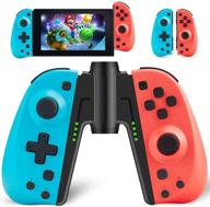 🎮 compatible neon joy-con controller replacement for nintendo switch - left and right joy pad with macro button, turbo, vibration, motion functions - wired or wireless l/r switch remotes logo