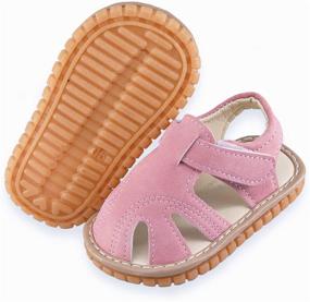img 3 attached to Infant Summer Sandals with Squeaky Rubber Sole, Closed-Toe Non-Slip Shoes for Baby Boys and Girls - Perfect for Toddler First Walkers