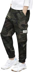 img 2 attached to 👖 SANGTREE Elastic Cargo Jogger Pants with Pockets - Boys' Clothing