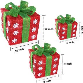 img 1 attached to 🎁 Sparkling Christmas Gift Box Set - Set of 3 Lighted Red Green Gift Box Decorations for Festive Yard and Home Décor in Small, Medium, and Large Sizes