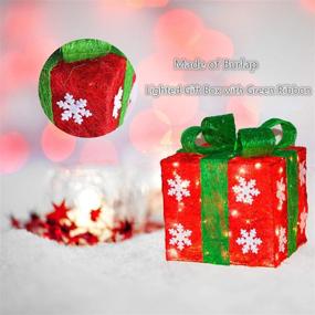 img 3 attached to 🎁 Sparkling Christmas Gift Box Set - Set of 3 Lighted Red Green Gift Box Decorations for Festive Yard and Home Décor in Small, Medium, and Large Sizes