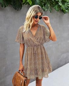 img 1 attached to 🐆 Stylish and Flattering KIRUNDO Women's Summer Dress: Short Sleeve Ruffle Leopard Print Mini Dress with Belt