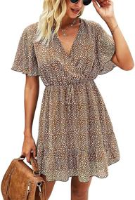 img 4 attached to 🐆 Stylish and Flattering KIRUNDO Women's Summer Dress: Short Sleeve Ruffle Leopard Print Mini Dress with Belt