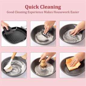 img 3 attached to 🧼 Complete 12-Piece Cast Iron Cleaning Set with 2 Stainless Steel Chainmail Scrubbers, 2 Bamboo Dish Scrubbers, 2 Grill Pan Scrapers, Long Handle Brush, Hot Handle Holder, Dish Towel, and 3 Hooks for Efficient Kitchen Cleaning