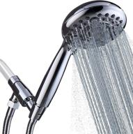 🚿 high pressure handheld shower head with 6 spray settings, detachable 4.9&#34; face, 70‘’ extra long etainless-steel flexible hose, metal adjustable bracket - chrome logo