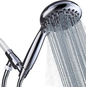 img 4 attached to 🚿 High Pressure Handheld Shower Head with 6 Spray Settings, Detachable 4.9&#34; Face, 70‘’ Extra Long Etainless-steel Flexible Hose, Metal Adjustable Bracket - Chrome