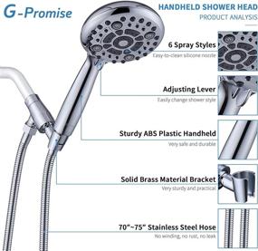 img 3 attached to 🚿 High Pressure Handheld Shower Head with 6 Spray Settings, Detachable 4.9&#34; Face, 70‘’ Extra Long Etainless-steel Flexible Hose, Metal Adjustable Bracket - Chrome