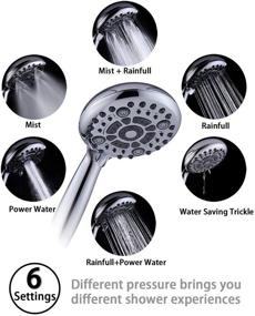 img 1 attached to 🚿 High Pressure Handheld Shower Head with 6 Spray Settings, Detachable 4.9&#34; Face, 70‘’ Extra Long Etainless-steel Flexible Hose, Metal Adjustable Bracket - Chrome