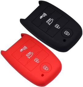 img 1 attached to Lcyam Silicone Key Fob Cover Smooth Soft Rubber Case 4 Button For Kia Rio Niro Optima Sportage Sorento Forte Soul Smart Remote (Black Red)