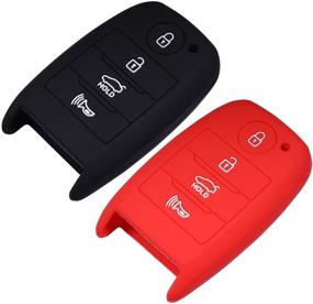 img 3 attached to Lcyam Silicone Key Fob Cover Smooth Soft Rubber Case 4 Button For Kia Rio Niro Optima Sportage Sorento Forte Soul Smart Remote (Black Red)