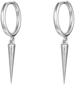 img 4 attached to 🔹 Spike Dangle Hoop Earrings: Minimalist Sterling Silver Charms for Women, Men, Girls - Hypoallergenic & Personalized Fashion Accessory