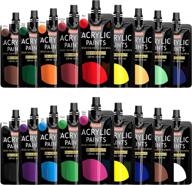 🎨 shuttle art 18 colors acrylic paint pouches: rich pigments, non-toxic set for artists, beginners, and kids on rocks, crafts, canvas, wood, ceramic logo