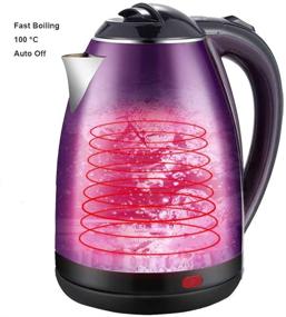 img 1 attached to 🔥 happybeefalo Electric Kettle Coffee Tea Pot: 1.8L Stainless Steel, Purple, Auto-Shut-Off, Boiled-Dry-Protection - Fast Water Heating (110V)