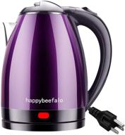 🔥 happybeefalo electric kettle coffee tea pot: 1.8l stainless steel, purple, auto-shut-off, boiled-dry-protection - fast water heating (110v) логотип