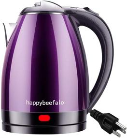 img 4 attached to 🔥 happybeefalo Electric Kettle Coffee Tea Pot: 1.8L Stainless Steel, Purple, Auto-Shut-Off, Boiled-Dry-Protection - Fast Water Heating (110V)